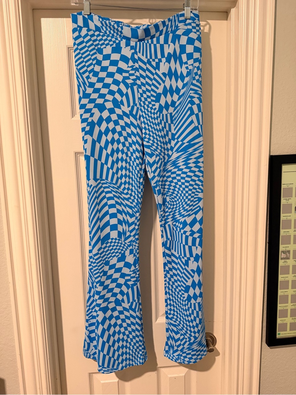 wild fable Blue and White Optical Print Flare Pants